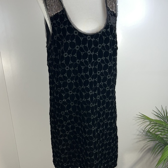 FREE PEOPLE black velvet beaded neck shift dress - Picture 11 of 16